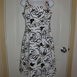 Black & White Abstract Floral Dress